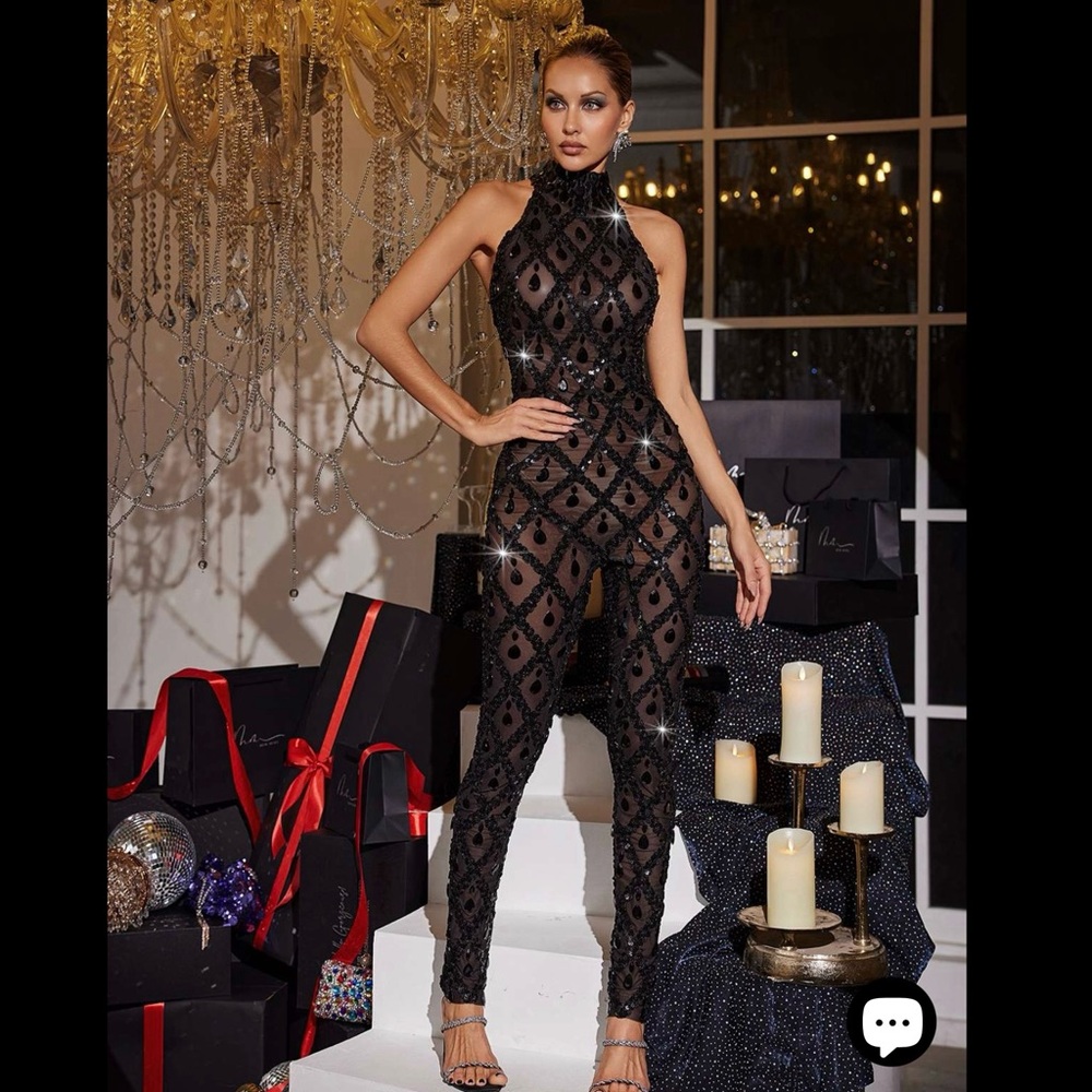 Elegant Black Sheer Jumpsuit